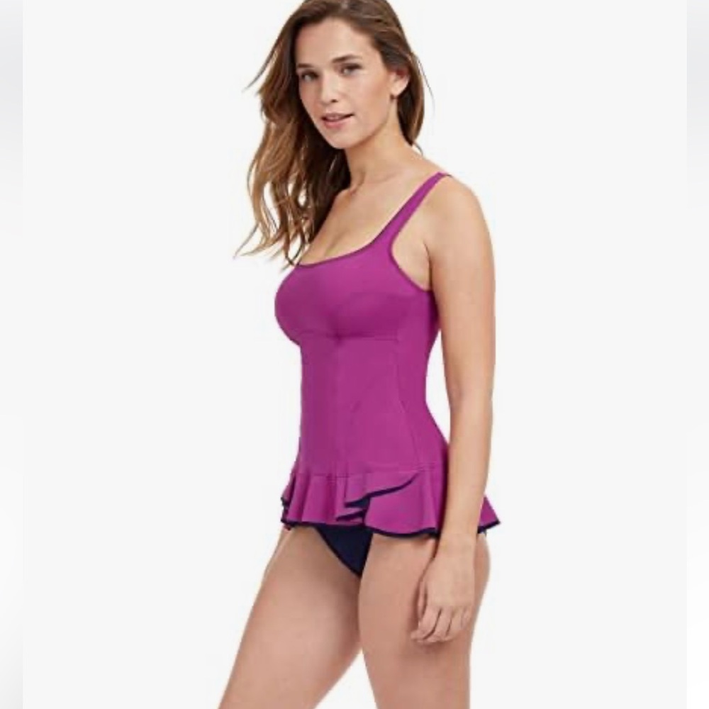Profile by Gottex Women's Standard Belle Curve Square Neck Tankini top - Picture 5 of 11